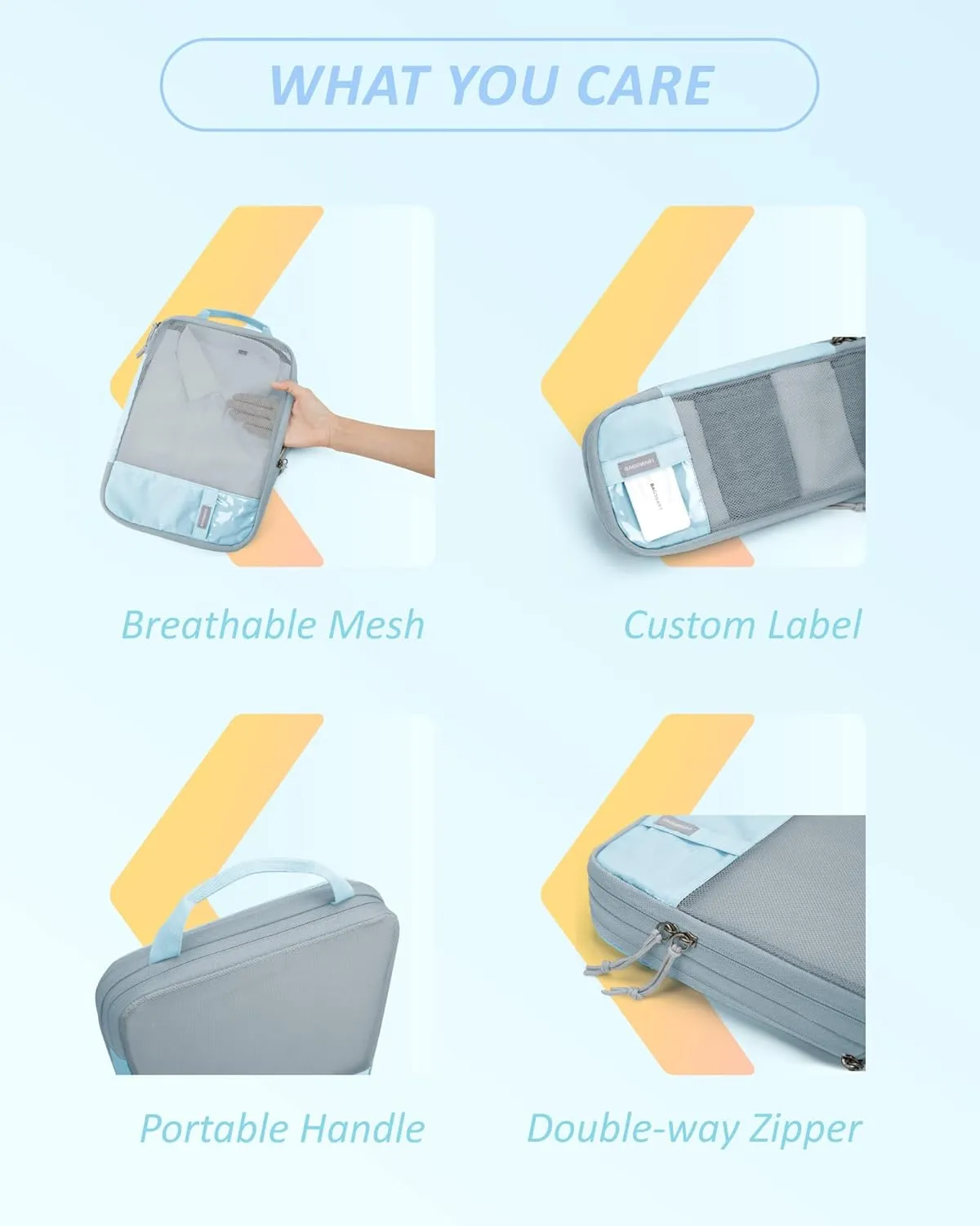 BAGSMART 6 Set Compression Packing Cubes - Lightweight Travel Essentials, Durable Luggage Organizer