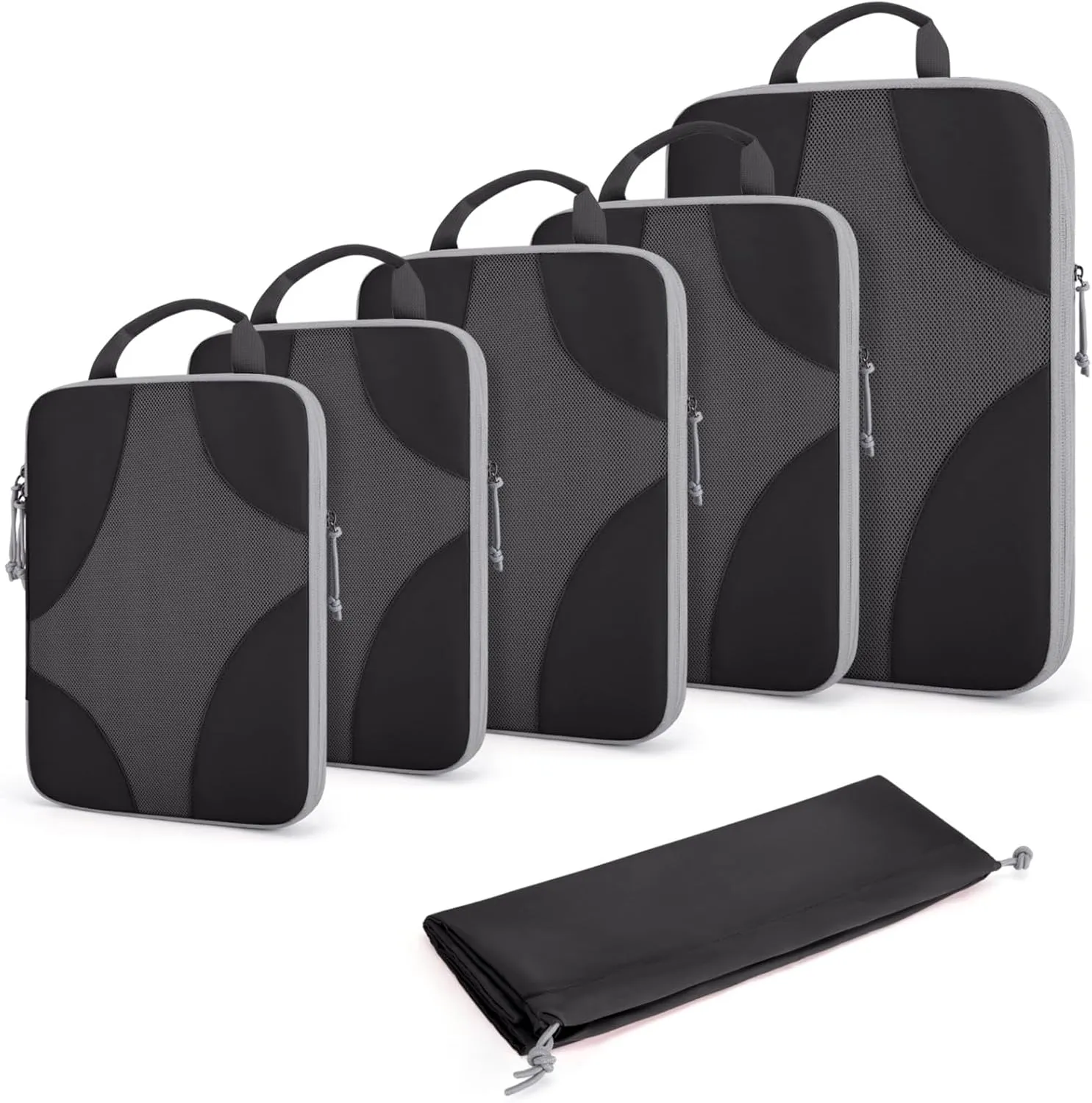 BAGSMART Compression Packing Cubes for Travel, Compressible Luggage Organizer for Cruise Ship, Lightweight Travel Essentials 6-Pack 1L 2M 2S 1Shoe Bag
