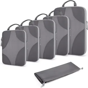BAGSMART Compression Packing Cubes for Travel, Compressible Luggage Organizer for Cruise Ship, Lightweight Travel Essentials 6-Pack 1L 2M 2S 1Shoe Bag