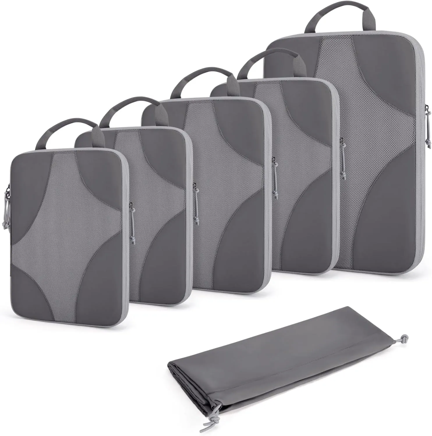 BAGSMART Compression Packing Cubes for Travel, Compressible Luggage Organizer for Cruise Ship, Lightweight Travel Essentials 6-Pack 1L 2M 2S 1Shoe Bag