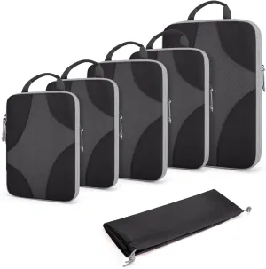 BAGSMART Compression Packing Cubes for Travel, Compressible Luggage Organizer for Cruise Ship, Lightweight Travel Essentials 6-Pack 1L 2M 2S 1Shoe Bag