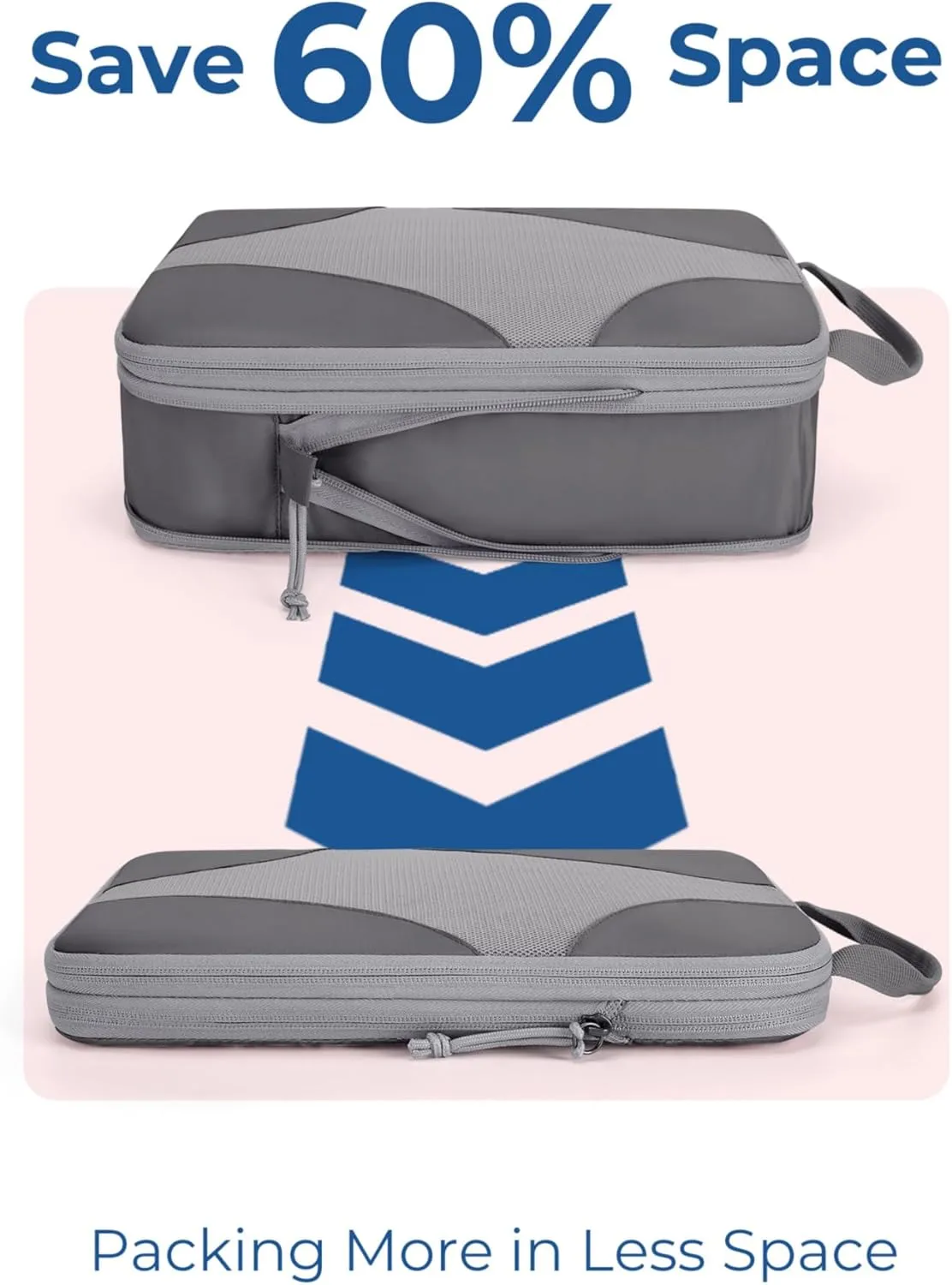 BAGSMART Compression Packing Cubes for Travel, Compressible Luggage Organizer for Cruise Ship, Lightweight Travel Essentials 6-Pack 1L 2M 2S 1Shoe Bag
