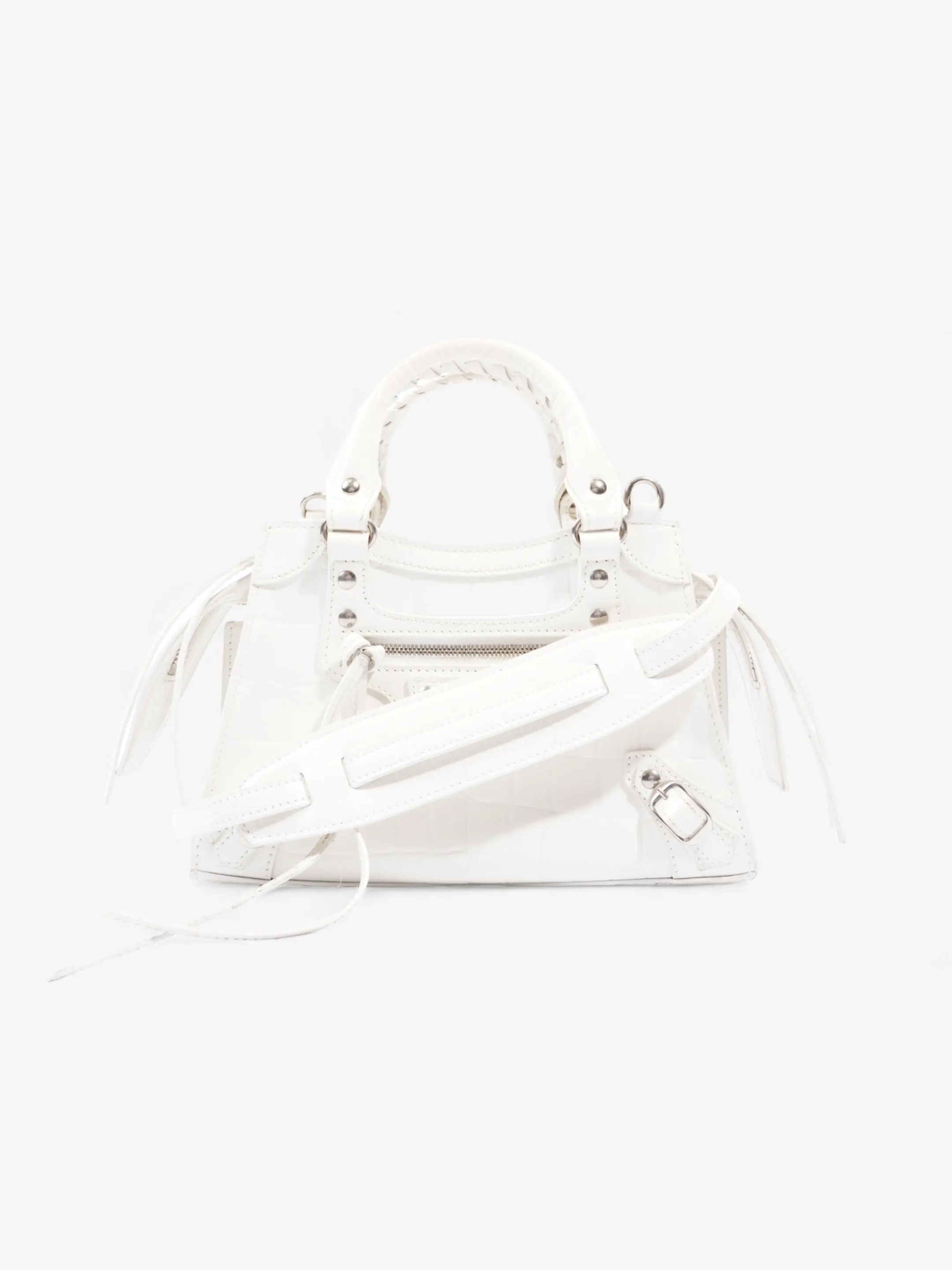Balenciaga Neo Classic Mini White Embossed Leather
