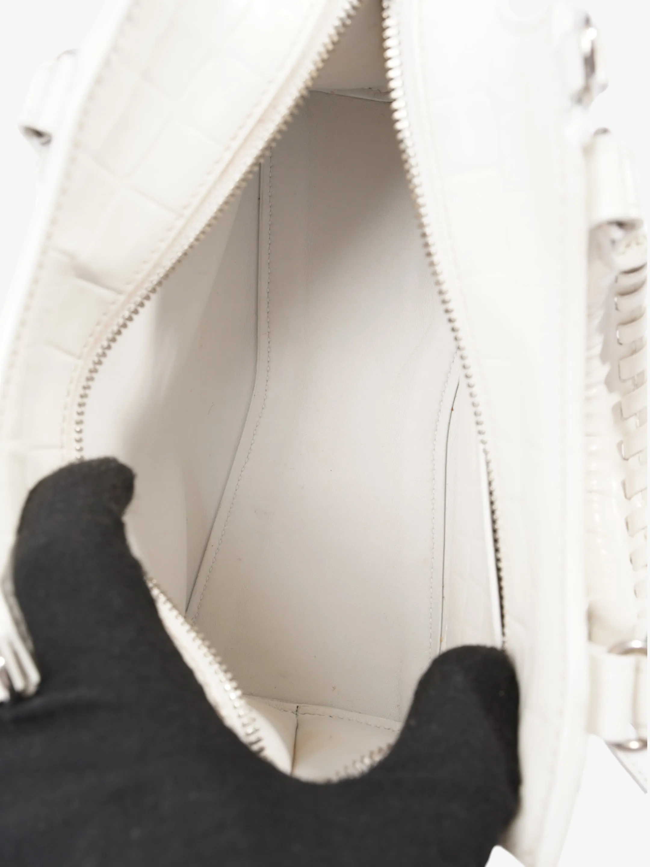 Balenciaga Neo Classic Mini White Embossed Leather