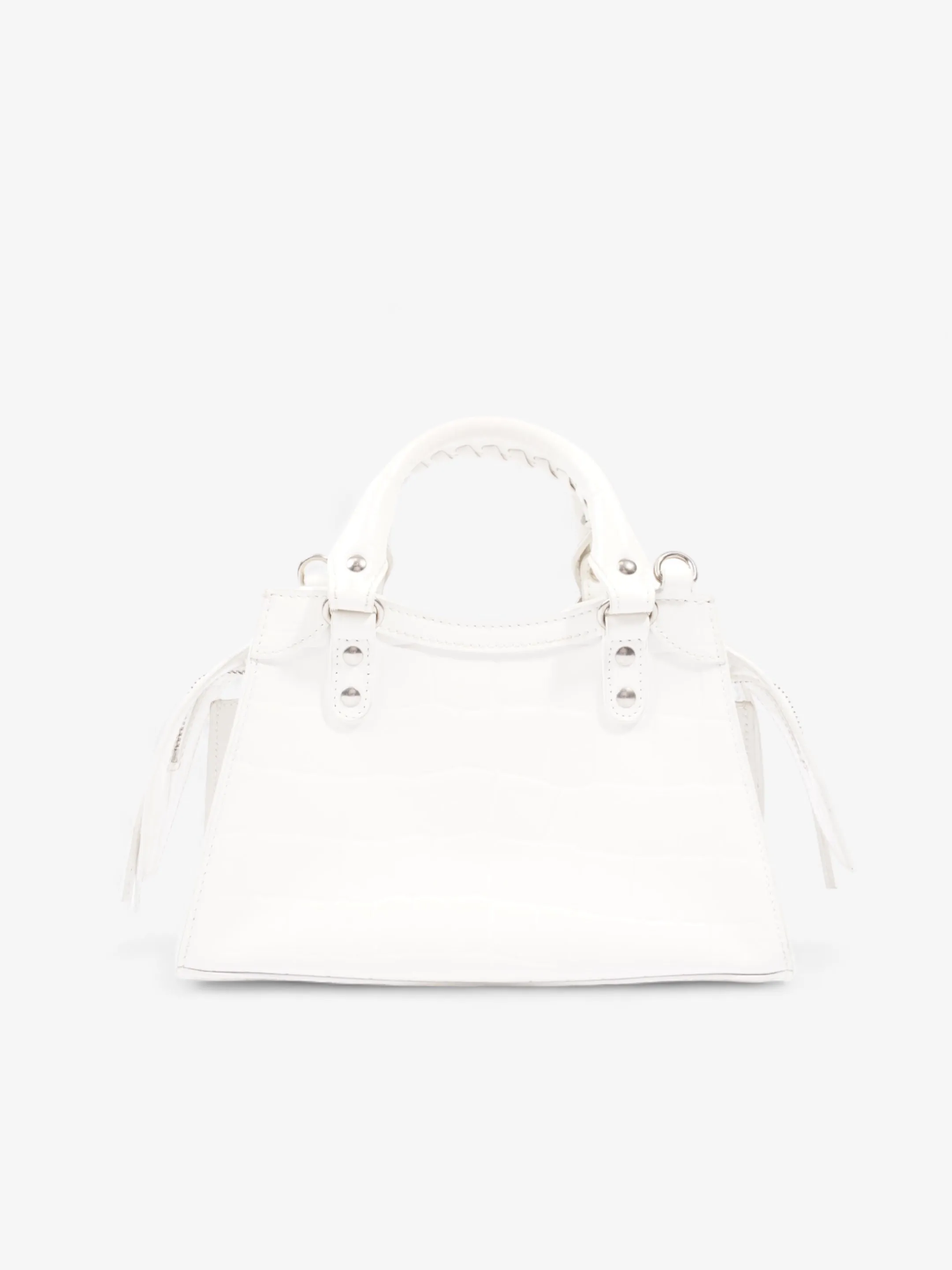 Balenciaga Neo Classic Mini White Embossed Leather