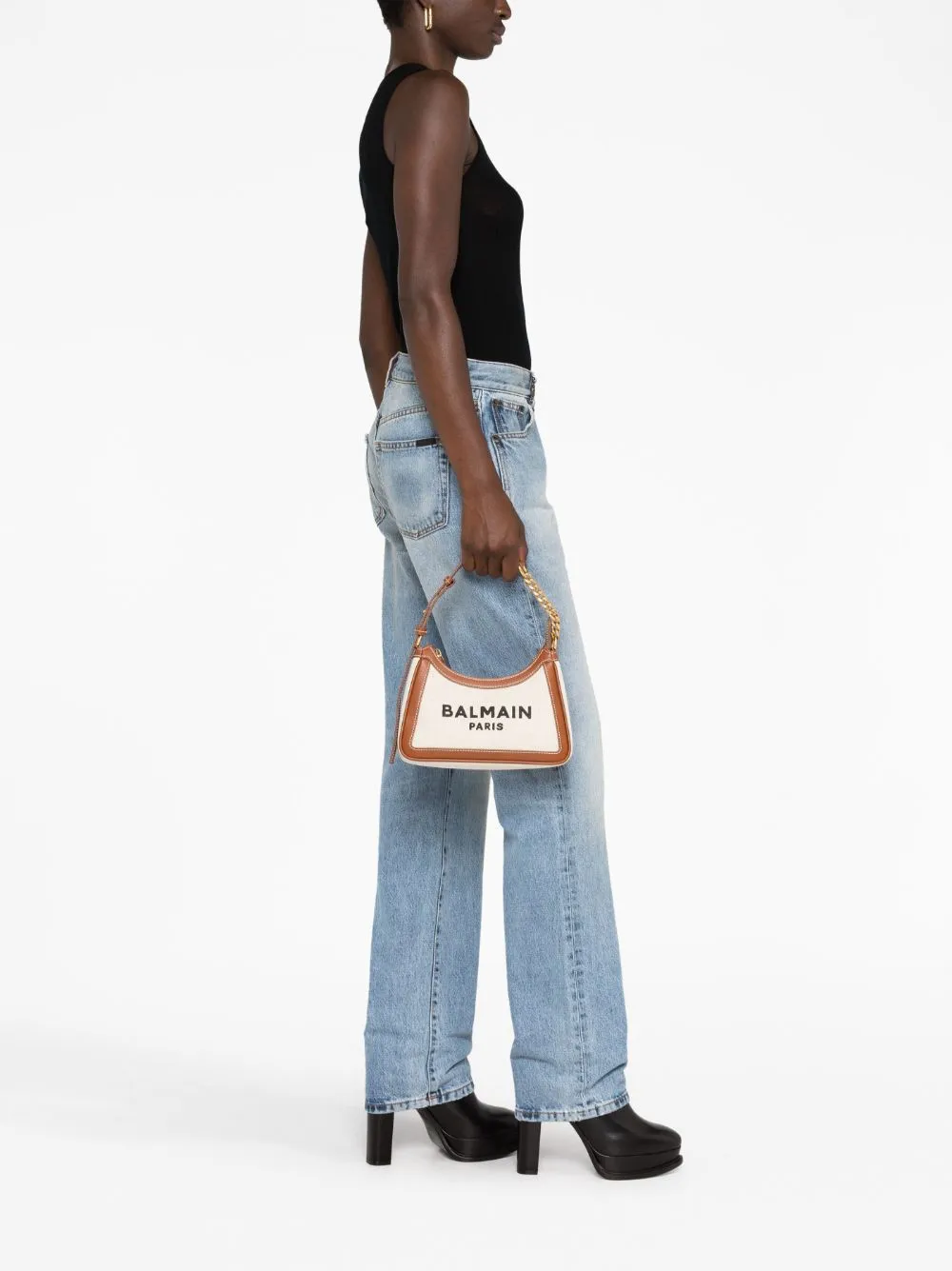 Balmain B Army Canvas And Leather Shoulder Bag