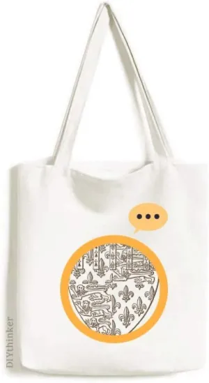 Baroque Art Lion Shield Illustration Pattern Expression Gift Sack Canvas Tote Shoulder Bag