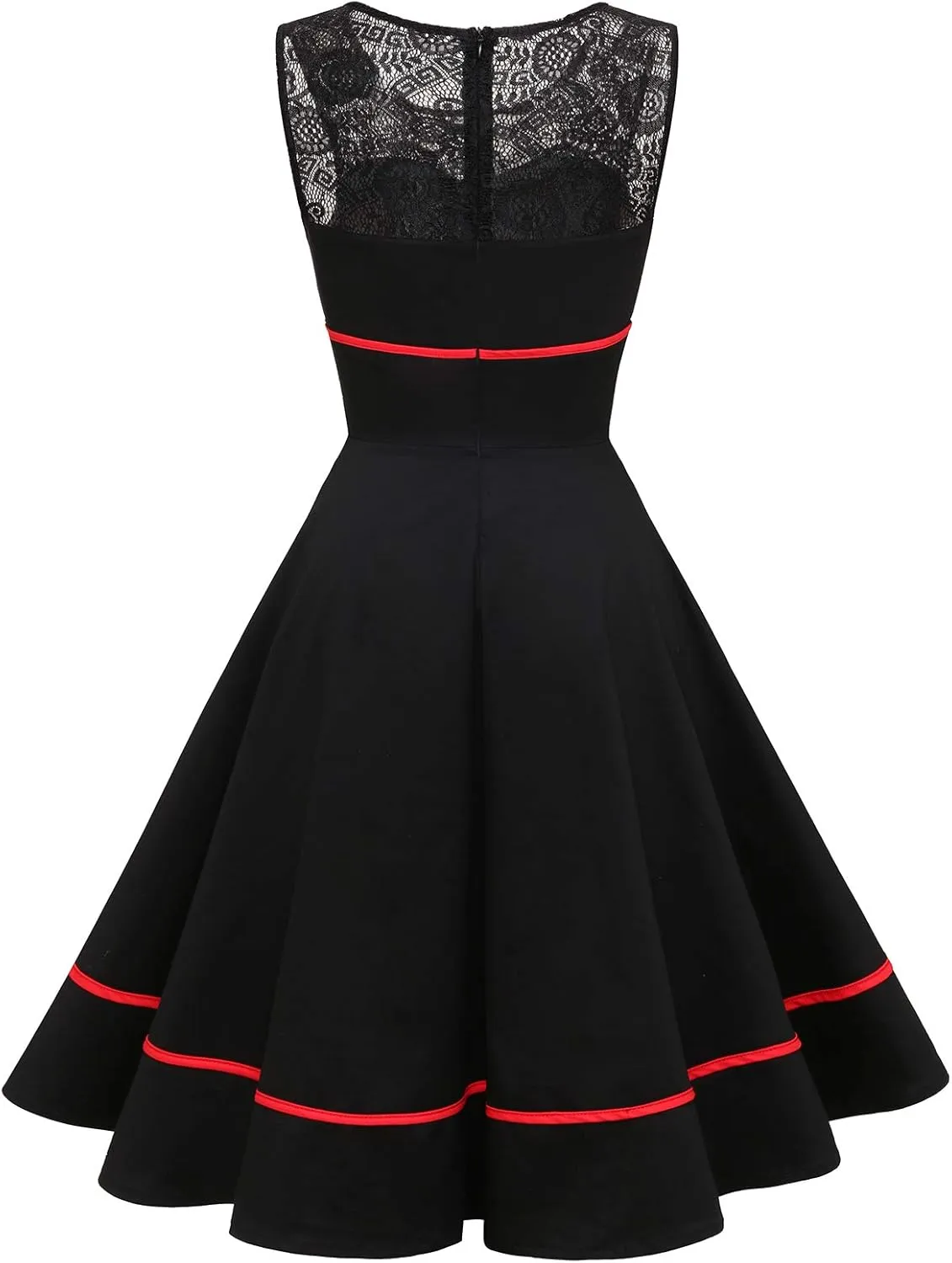 Bbonlinedress Women's 50s Vintage Floral Lace Retro Rockabilly Sleeveless Round Neck Cocktail Party Swing Dress