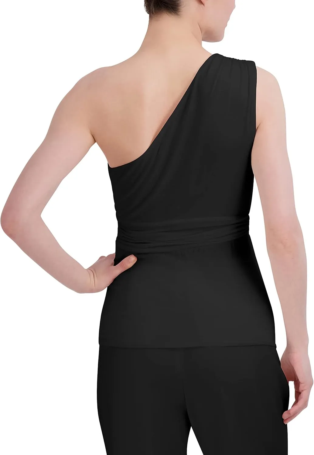 BCBGMAXAZRIA Women's One Shoulder Neck Pullover Cutout Jersey Top