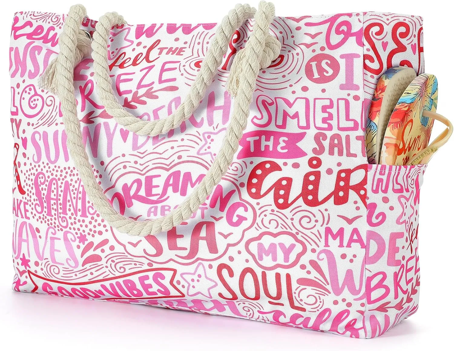 Beach Bags for Women - Large Beach Tote Bag, Women Sandproof Pool Bag for Pool Gym Grocery Travel