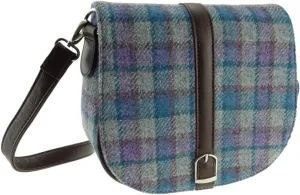 'Beauly' Shoulder Bag - Grey and Blue Check, Multicolor
