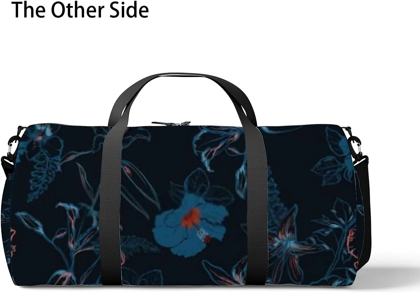 Beautiful Retro Dark Navy Blue Hibiscus Sports Bag Tote Bag Waterproof Gym Bag with Shoulder Strap Zipper 2 Side Pockets for Men and Women, Travel and Storage Shoulder Bag.