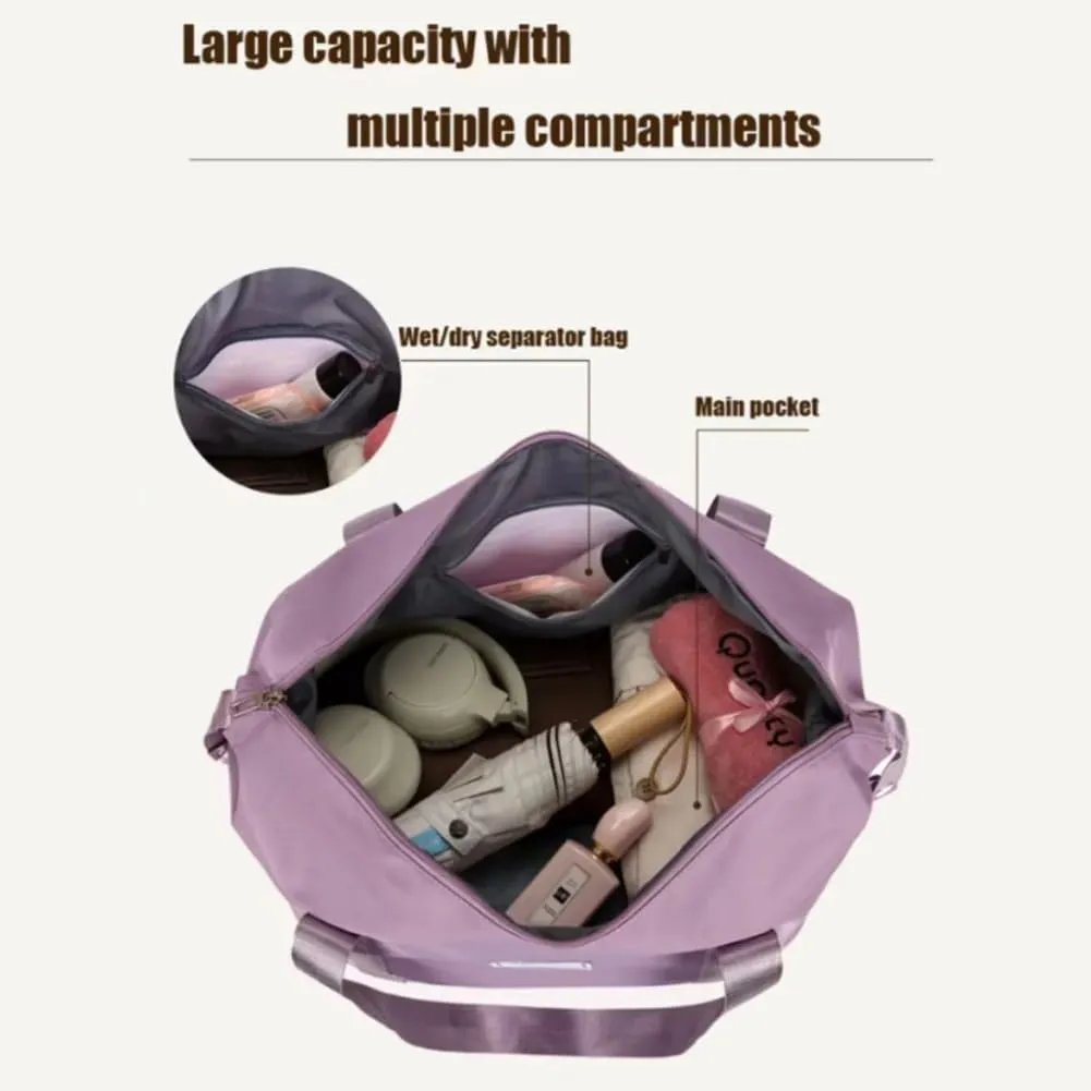 Beente Travel Bag With Wheels, 2025 New Large Capacity Travel Bag - Universal Wheel Removable, Three-Layer Expandable Foldable Duffle Bags (Dark Purple)