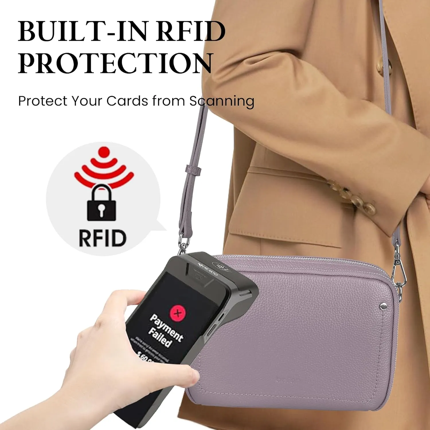 befen Genuine Leather Crossbody Bags for Women, Purses with Built in RFID Wallet Woman Camera Shoulder Bag Handbags