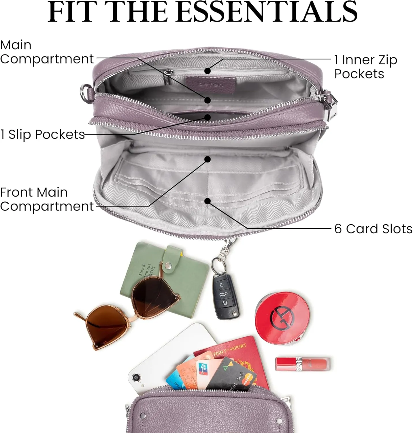 befen Genuine Leather Crossbody Bags for Women, Purses with Built in RFID Wallet Woman Camera Shoulder Bag Handbags