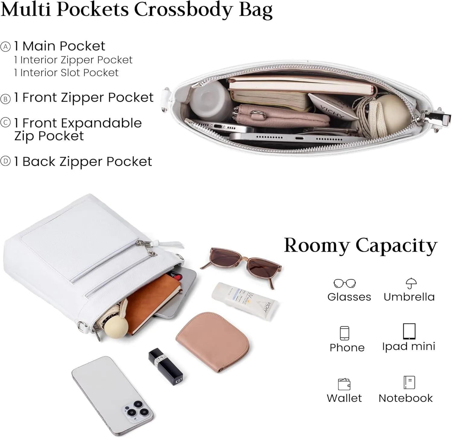 befen Genuine Leather Crossbody Bags for Women, Women's Lightweight Medium Crossbody Shoulder Purses Handbags