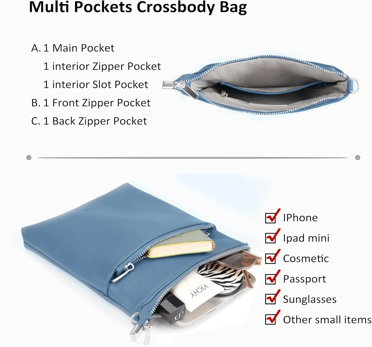 befen Genuine Leather Small Crossbody Purses for Women Travel Cross Body Bags Lightweight with Adjustable Shoulder Strap