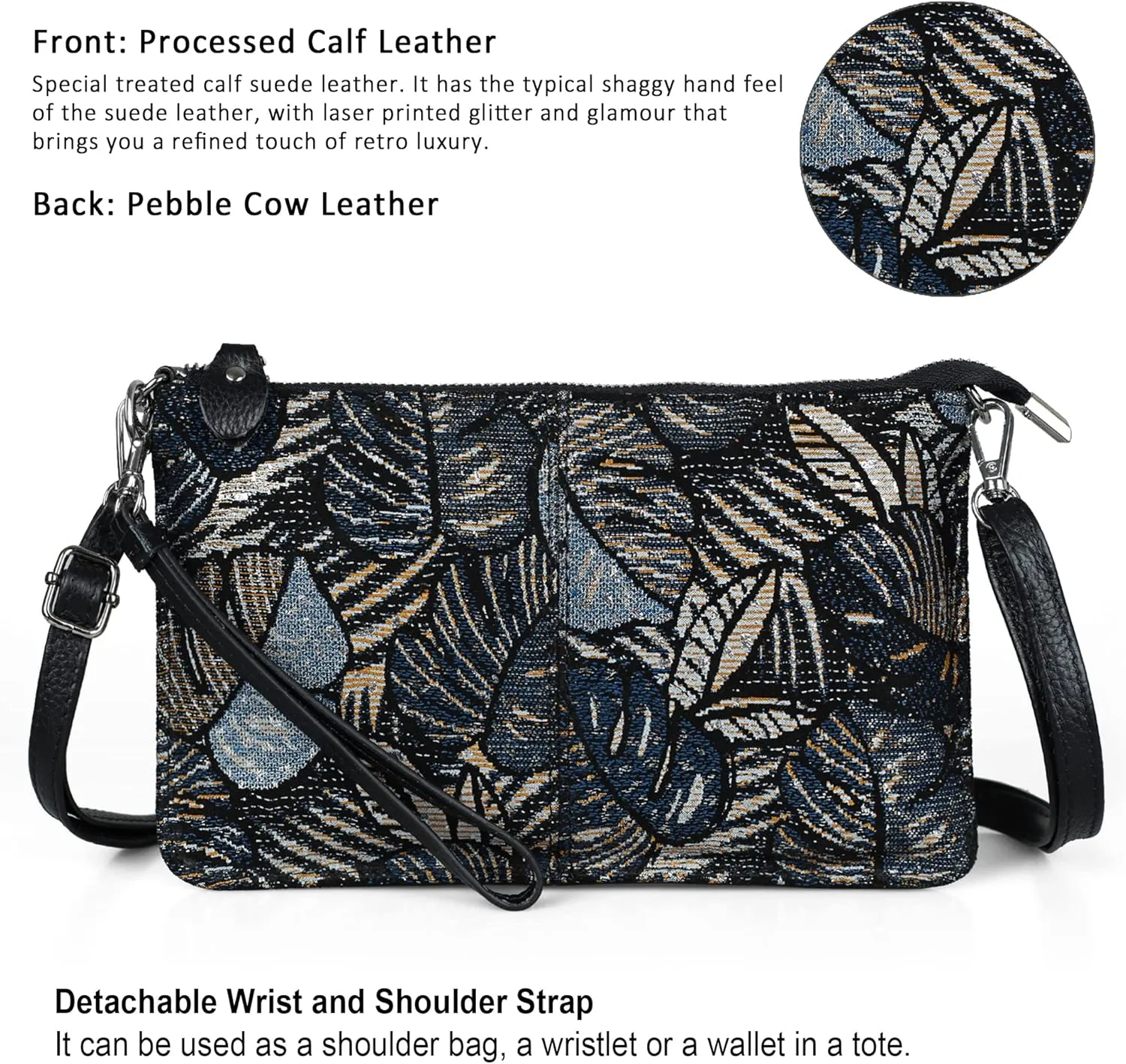 befen Genuine Leather Wristlet Clutch Wallet Purses Small Crossbody Bags for Women with RFID Blocking Card Slots