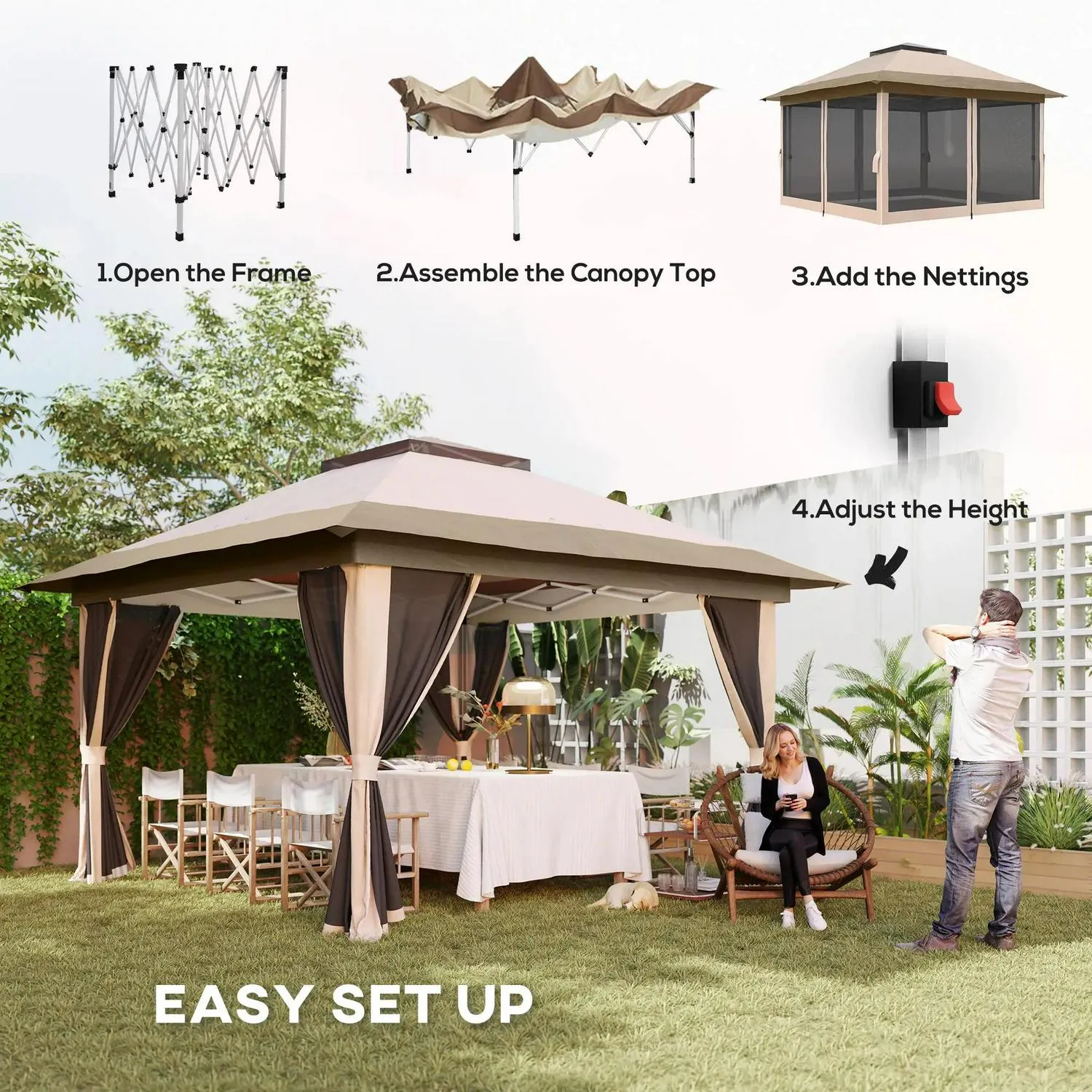 Beige Diverse options Big savings Accessories Gazebo, 3.6m Pop-Up 3.6 X - Outsunny With