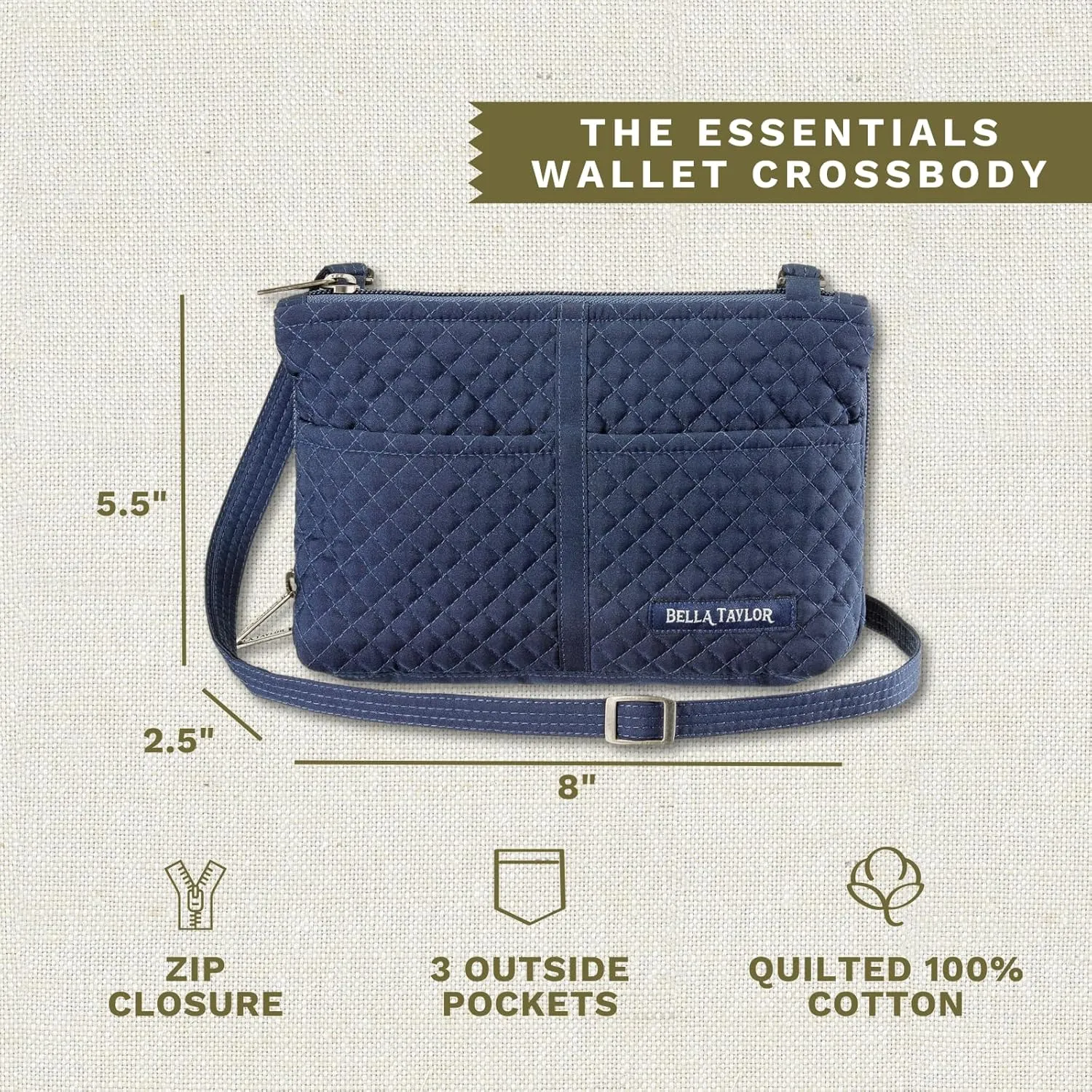 Bella Taylor Essentials Crossbody Purse with Built In Wallet