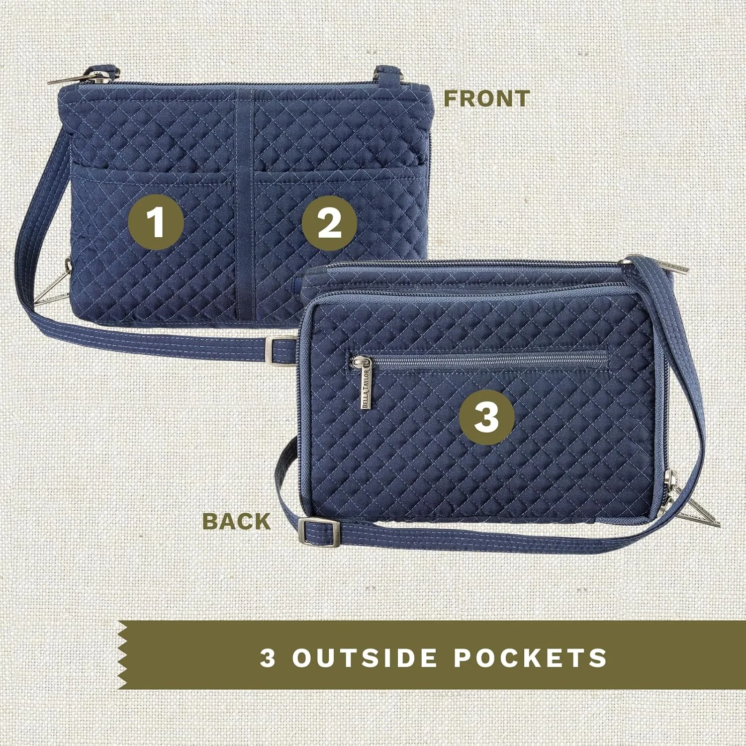 Bella Taylor Essentials Crossbody Purse with Built In Wallet