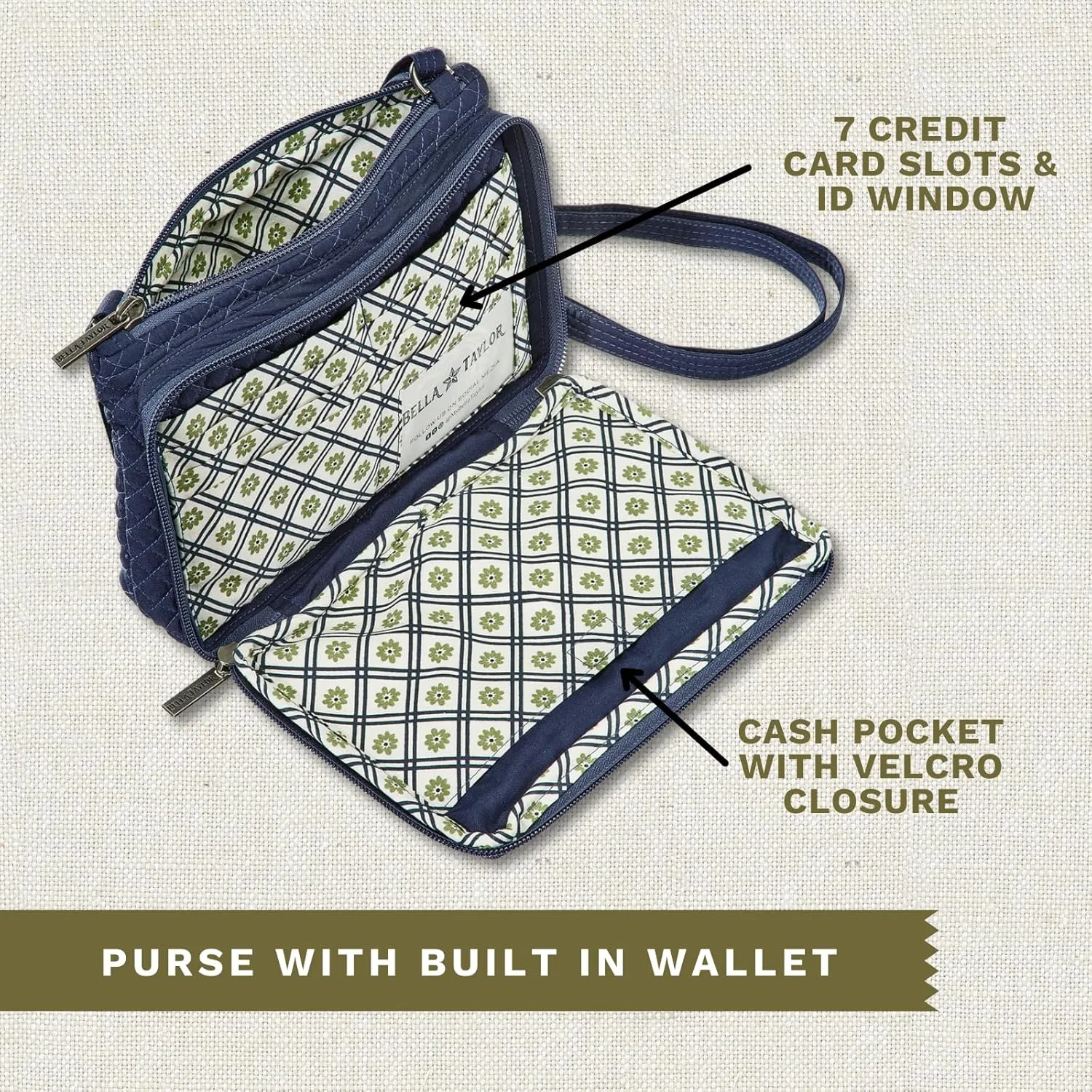 Bella Taylor Essentials Crossbody Purse with Built In Wallet