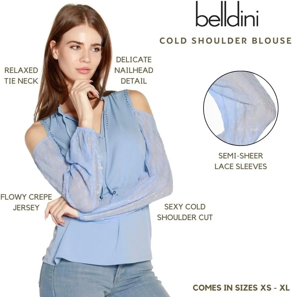 Belldini Lace Cold Shoulder Tunic Top for Women Long Sleeve Sexy Tunic for Women