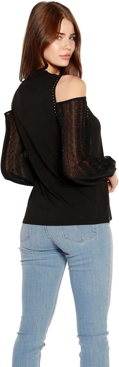 Belldini Lace Cold Shoulder Tunic Top for Women Long Sleeve Sexy Tunic for Women