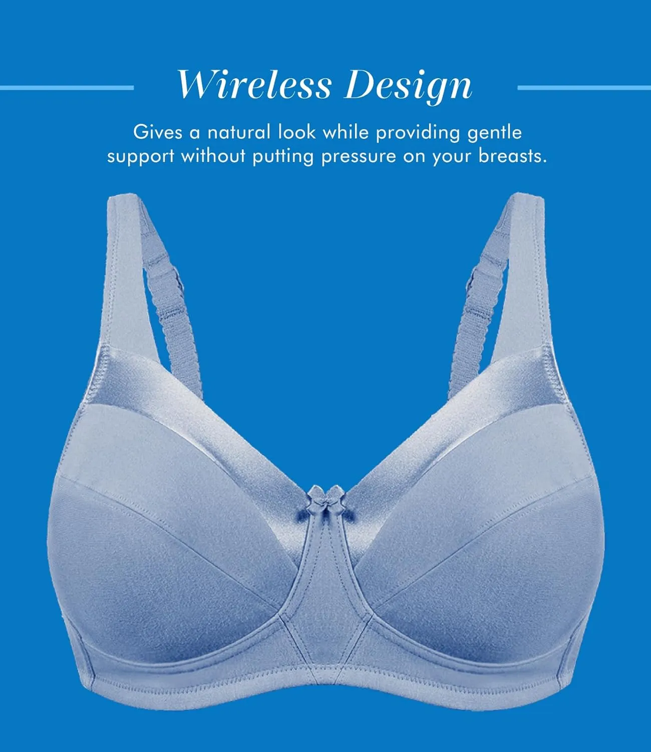 Bestform 5006715 Satin Trim Wireless Cotton Bra with Unlined Cups