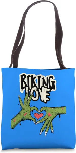 Biking Love Zombie Hands Halloween Cycling Adventure Tote Bag