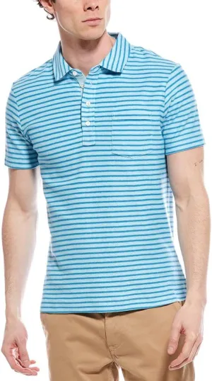Billy Reid Mens Stripe Polo Shirt, M, Blue