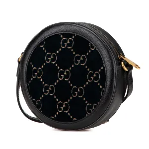 Black Gucci GG Velvet Ophidia Round Crossbody