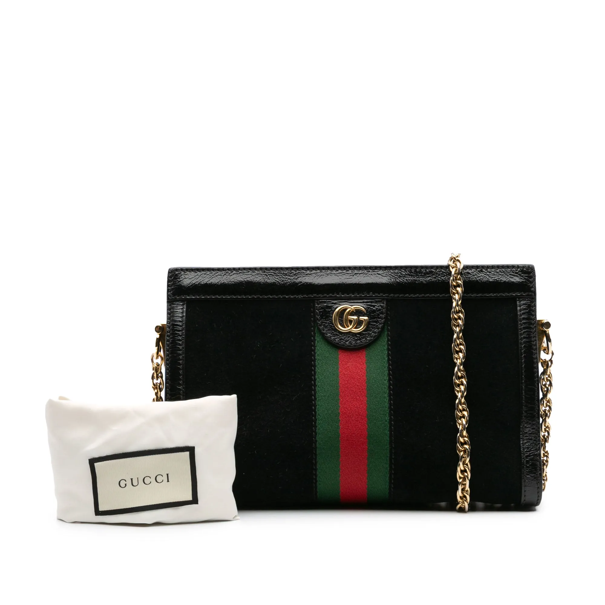 Black Gucci Small Suede Ophidia Chain Crossbody
