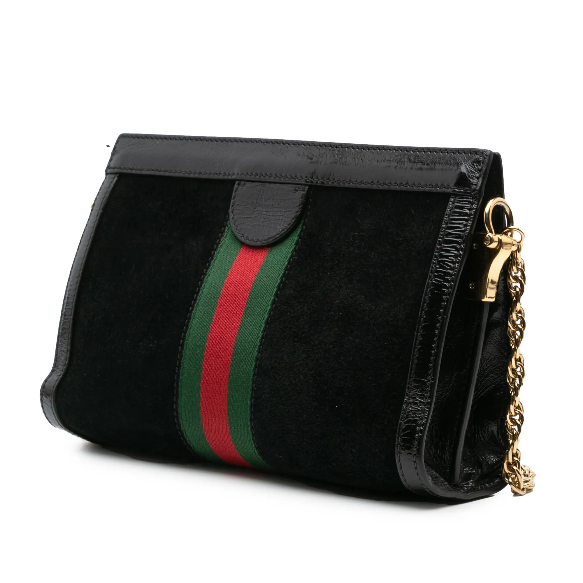 Black Gucci Small Suede Ophidia Chain Crossbody