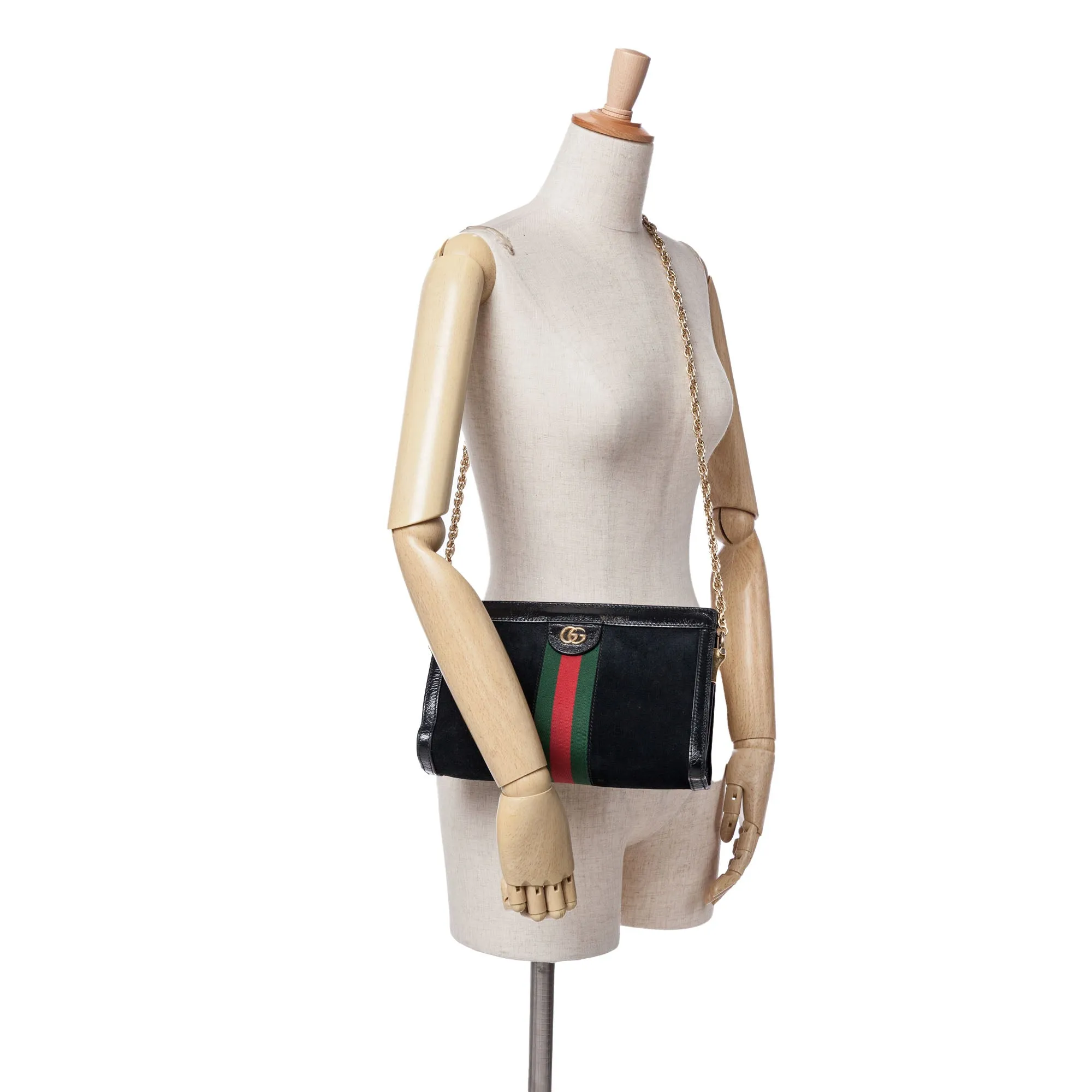 Black Gucci Small Suede Ophidia Chain Crossbody