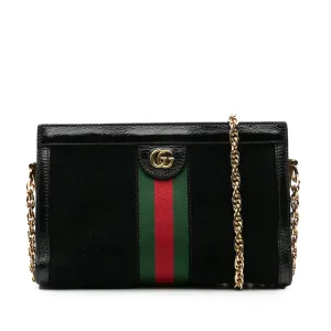 Black Gucci Small Suede Ophidia Chain Crossbody