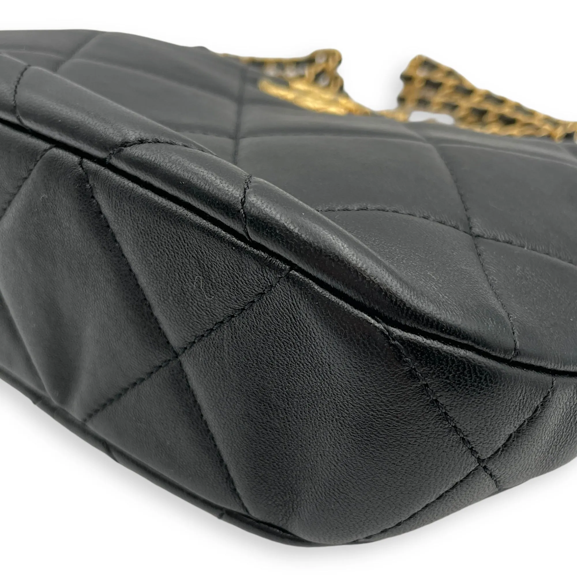 Black Hot-selling 22x15x6cm Seasonal with Hobo in hardware Shoulder Risk-free returns Bag Quilted Gold CHANEL Chain Lambskin,