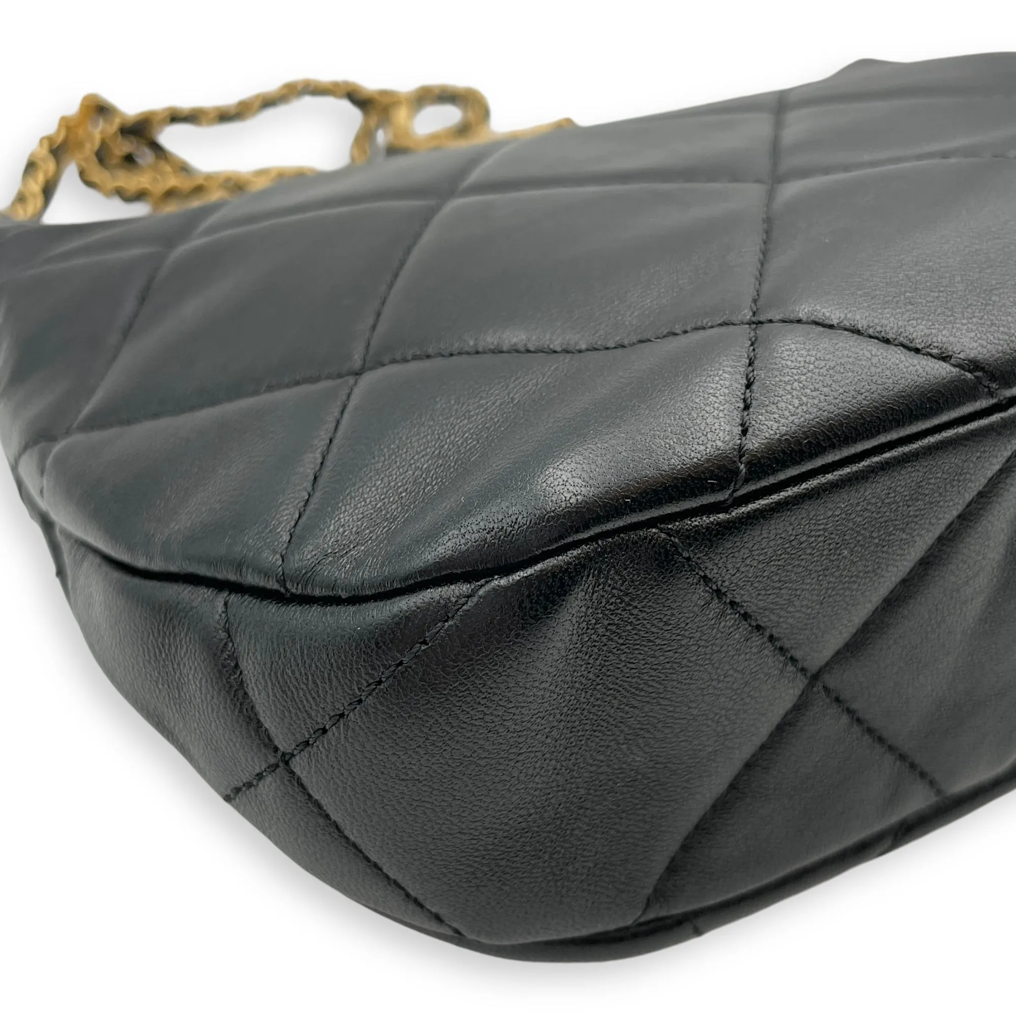 Black Hot-selling 22x15x6cm Seasonal with Hobo in hardware Shoulder Risk-free returns Bag Quilted Gold CHANEL Chain Lambskin,