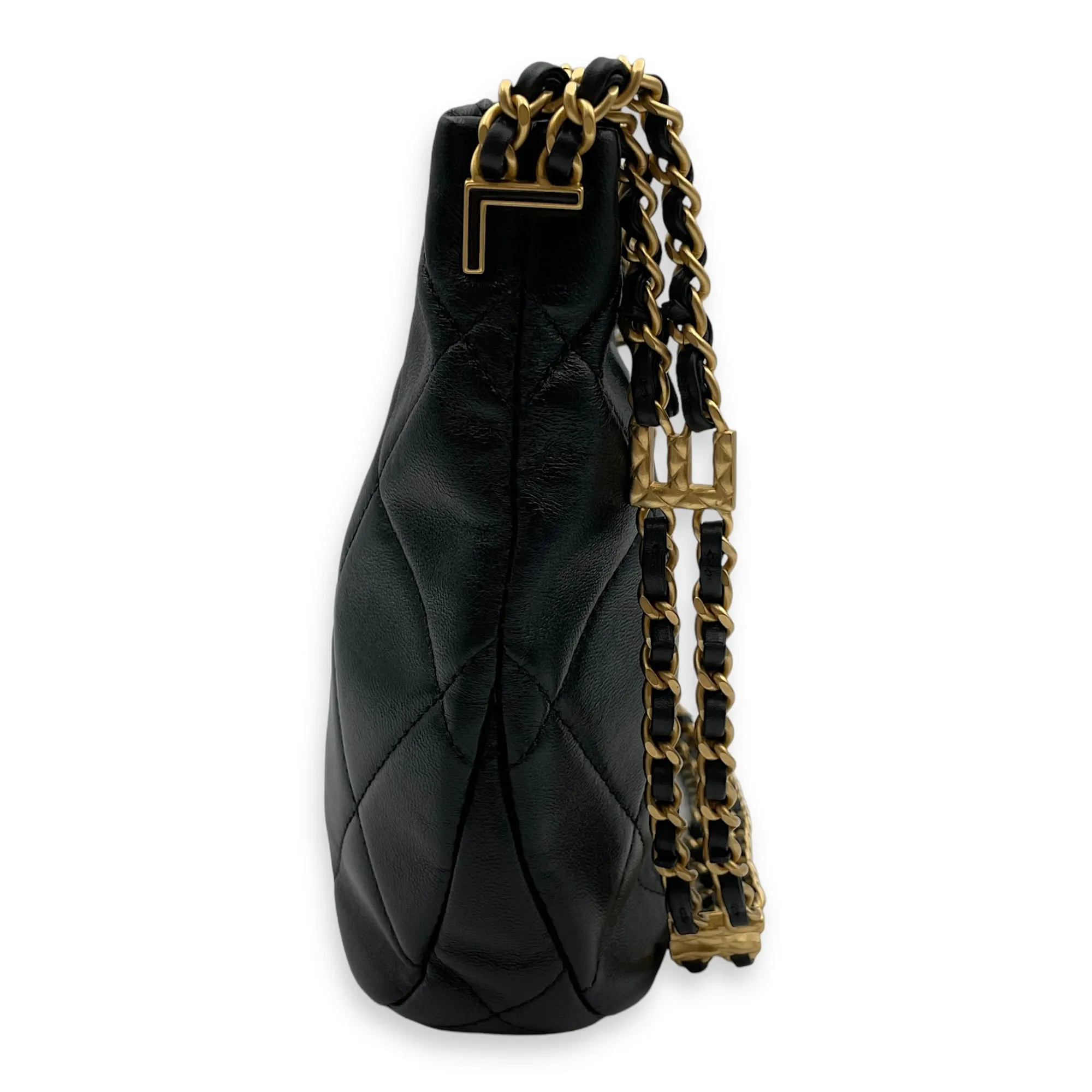 Black Hot-selling 22x15x6cm Seasonal with Hobo in hardware Shoulder Risk-free returns Bag Quilted Gold CHANEL Chain Lambskin,