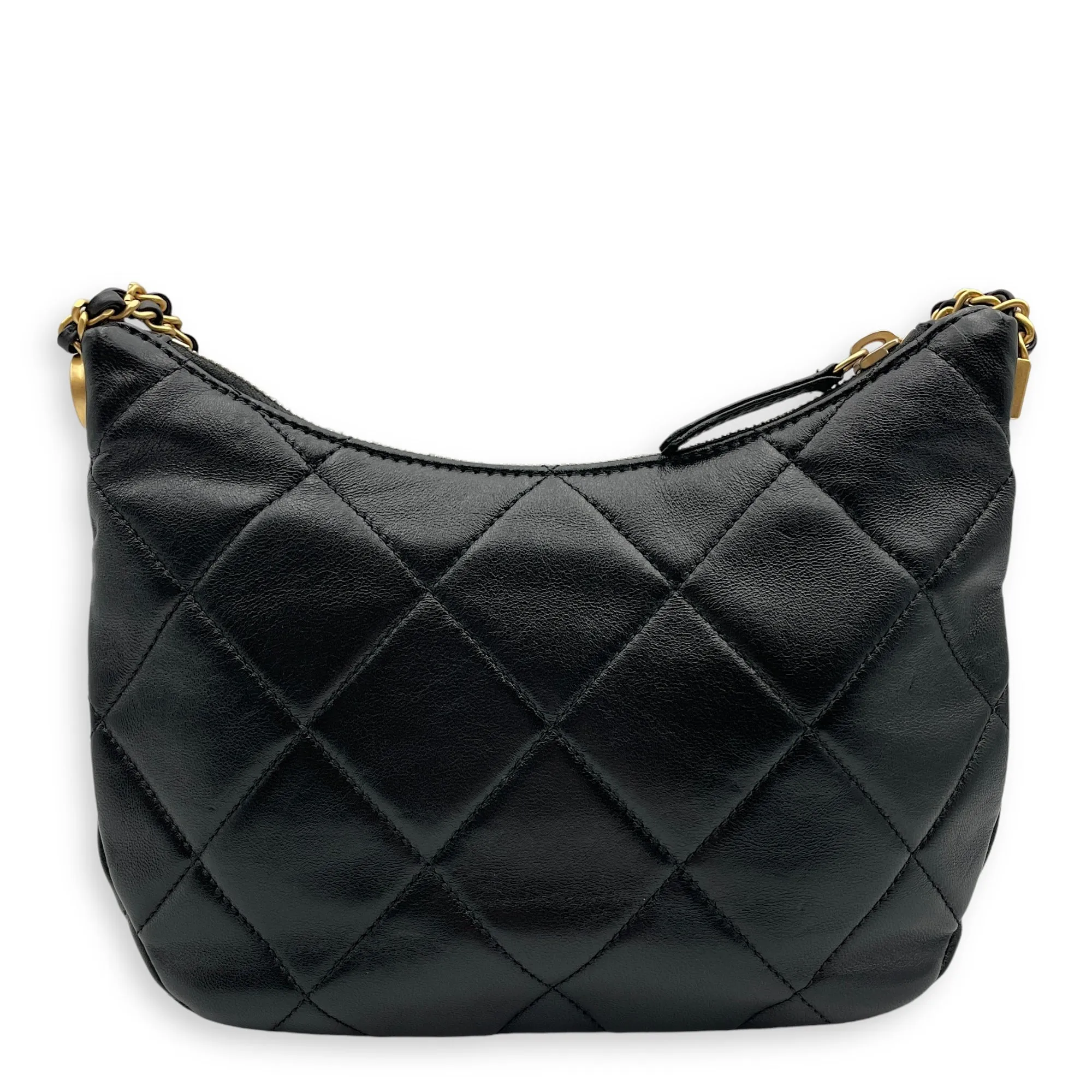 Black Hot-selling 22x15x6cm Seasonal with Hobo in hardware Shoulder Risk-free returns Bag Quilted Gold CHANEL Chain Lambskin,