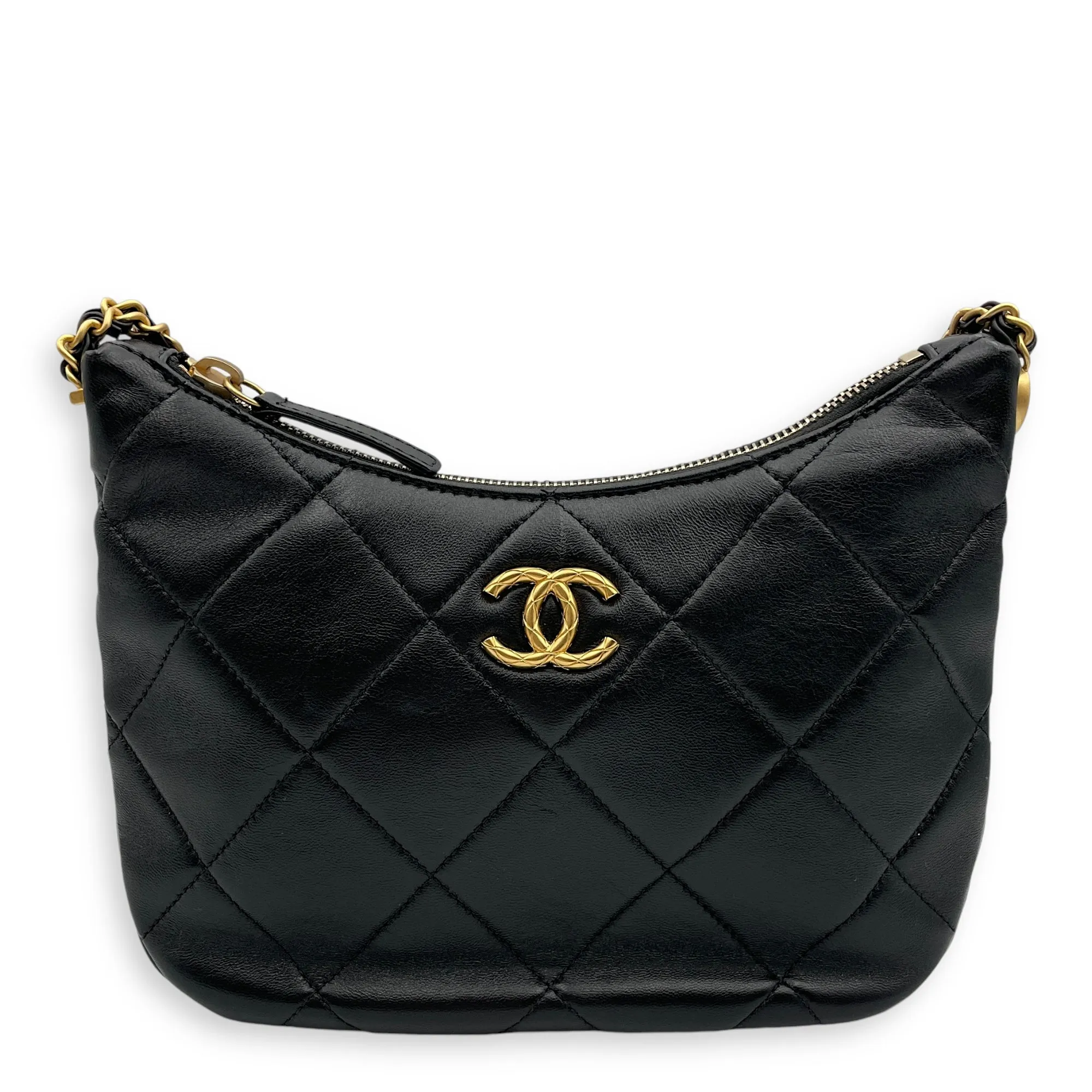 Black Hot-selling 22x15x6cm Seasonal with Hobo in hardware Shoulder Risk-free returns Bag Quilted Gold CHANEL Chain Lambskin,