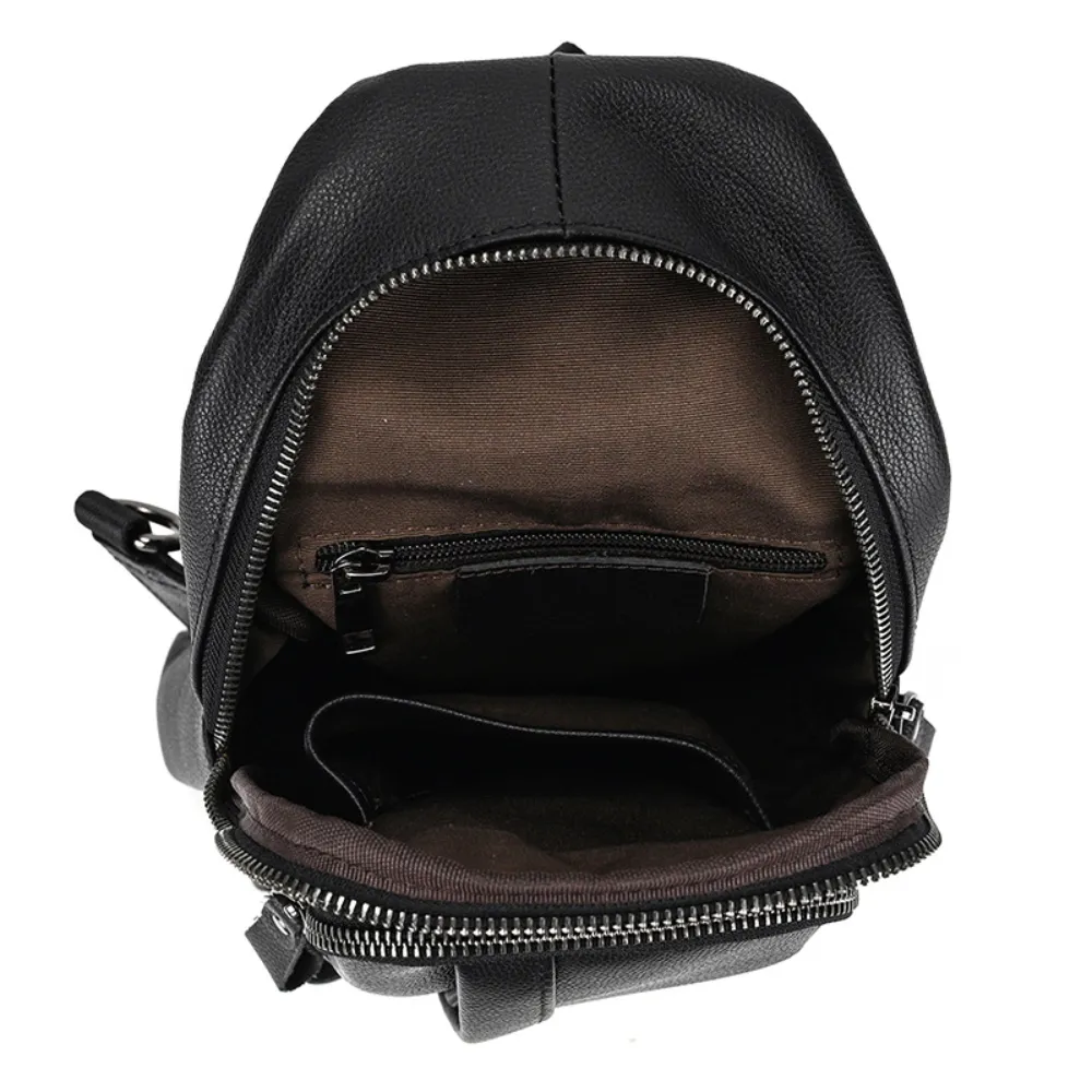Black Surge Single Strap Sling Leather Cross Body Bag