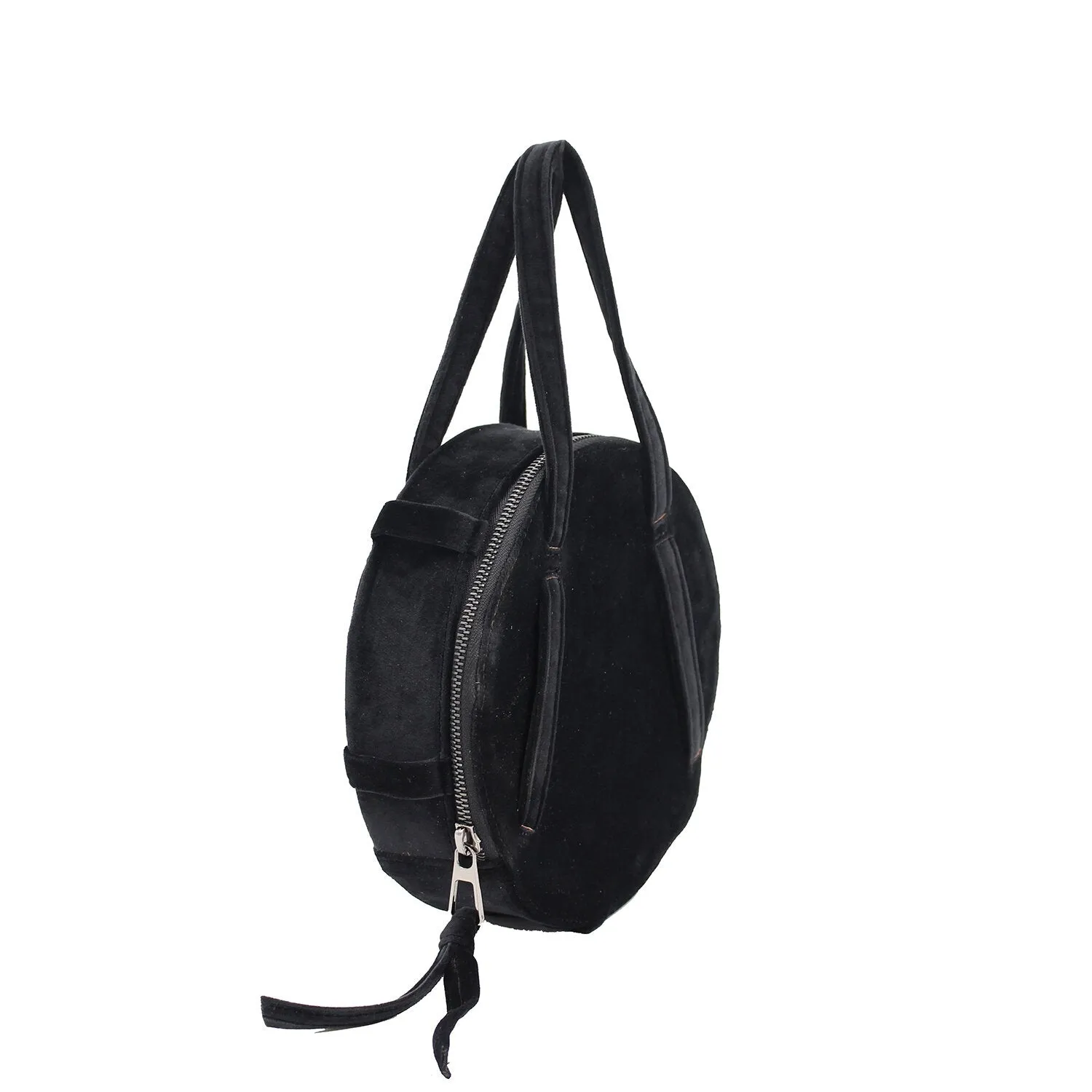 Black | Velvet Circle Crossbody Bag