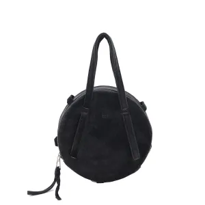 Black | Velvet Circle Crossbody Bag