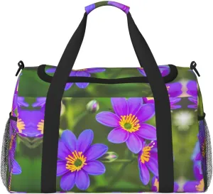 Blooming Flowers Travel Tote Bag – Large Reusable Shopping Bag, Vacation Tote, Sports Duffel Bag with Adjustable Crossbody Strap