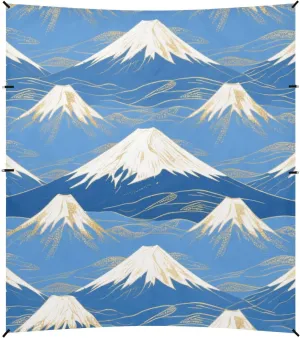 Blue and White Japanese Mount Fuji Beach Tent & Canopy UPF50  Waterproof Shade Sun Shelter with Sand Pockets for Camping Trips, Fishing, Backyard Fun or Picnics