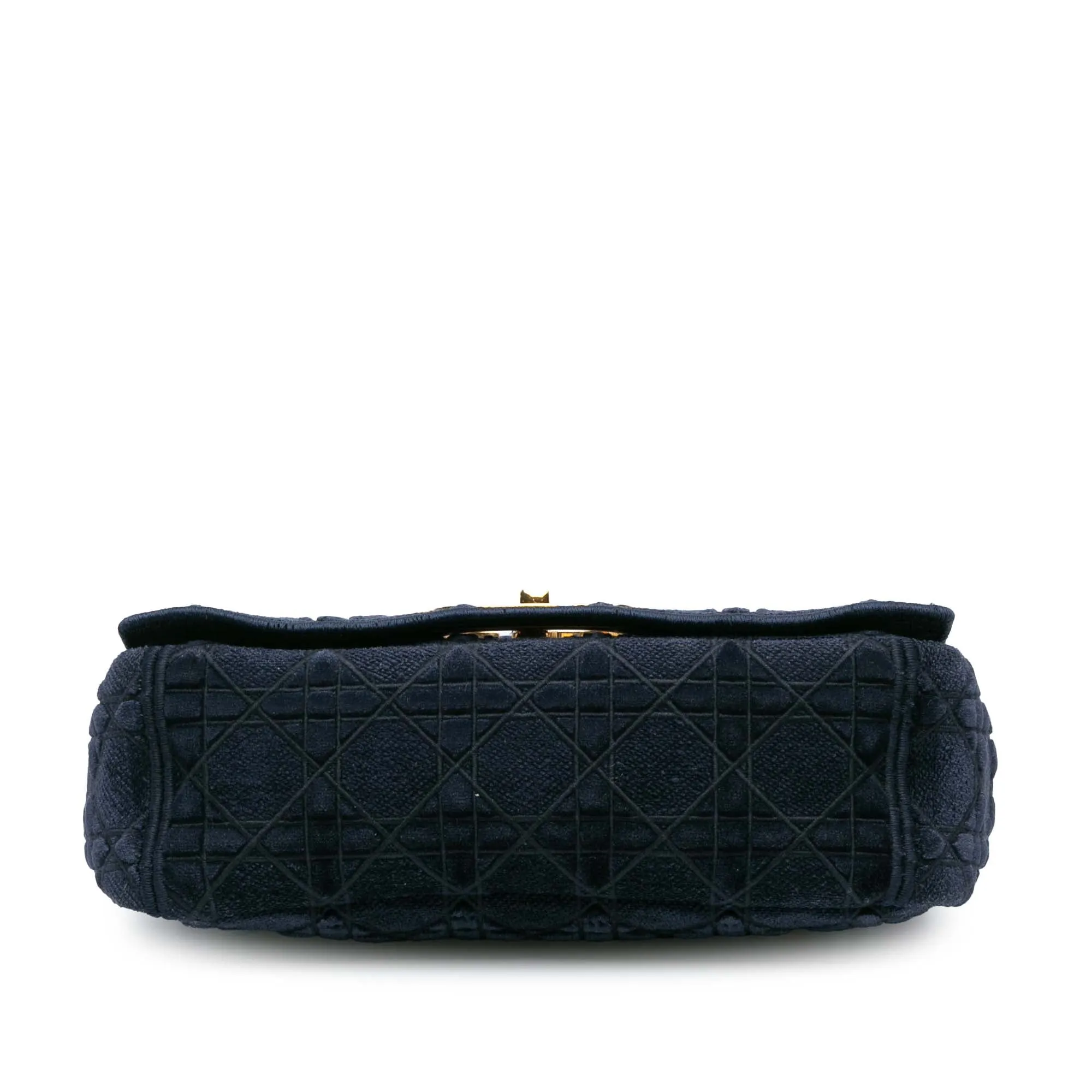 Blue Dior Medium Velvet Cannage Caro Bag