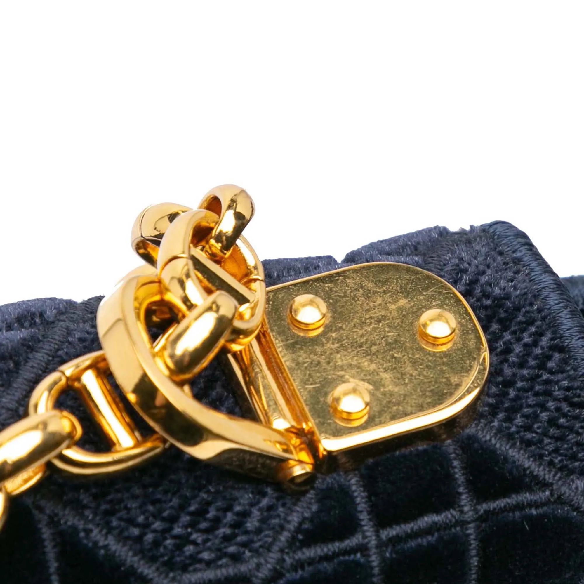 Blue Dior Medium Velvet Cannage Caro Bag