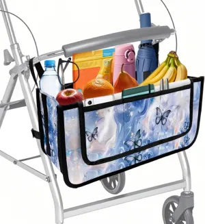 Blue Marble Butterfly Rollator Bag Folding Bag Tote Organizer Pouch Storage to Walkers for Senoirs Walker Accessories for Elderly Senior