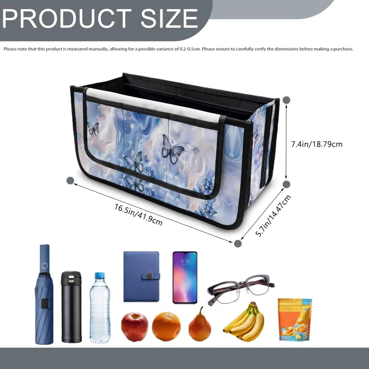 Blue Marble Butterfly Rollator Bag Folding Bag Tote Organizer Pouch Storage to Walkers for Senoirs Walker Accessories for Elderly Senior